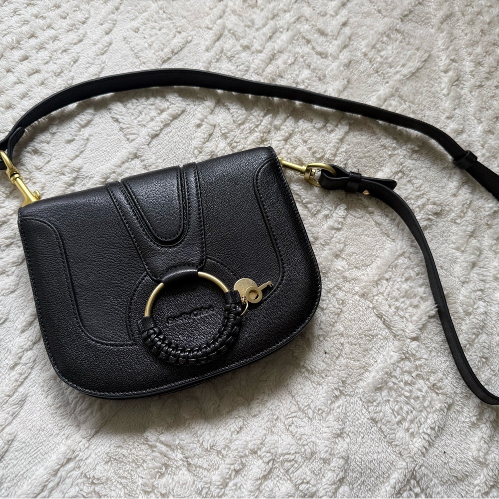 See By Chloe Black Crossbody Bag with Gold Details
